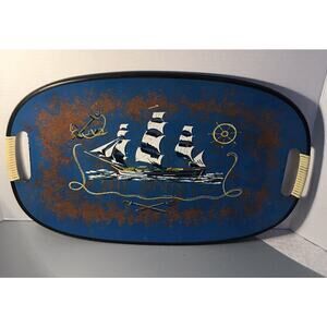 Vintage Mid Century THE BOUNTY Sailboat pirate ship￼Souvenir Serving Tray READ